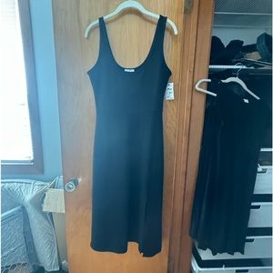 Black midi dress with side slit